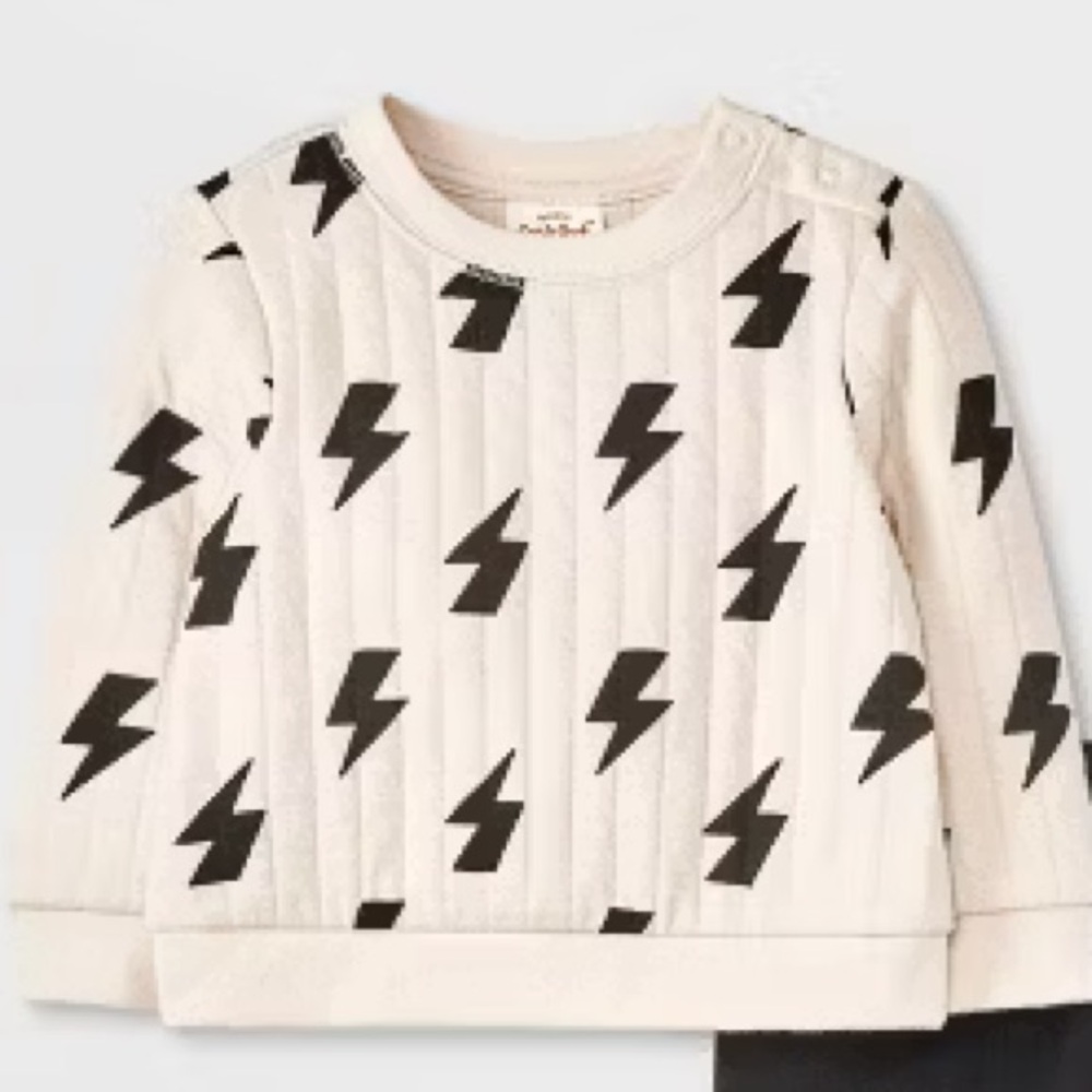 Cream & Black Lightning Bolt Baby Top - 18 Months